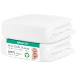 Newton Baby Organic Mini Crib Sheet (2-Pack) - 100% Breathable and Ultra-Soft, 100% Organic Muslin Cotton, 24" x 38" and up to 8", White