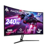 Amzfast 27 Inch Curved Gaming Monitor 240Hz, 2560x1440 QHD, 1ms MPRT, Adaptive Sync, 2500:1 Contrast, 90% DCI-P3, 120% sRGB, HDR, DP1.4&HDMI2.0, VESA 100x100mm-for PS5/PC, AMZG27C1Q Pro