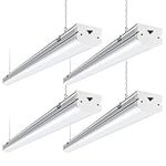 Monios-L LED Shop Light, 4FT 45W Lights for Garage Ceiling, 5000K 5000LM Fixtures for Workbench, Linkable Work Light,Flush Mount Wraparound Lamps, Hardwired, Easy Installation, 4 Packs