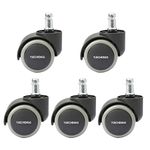 Yuechenggui Universal Size Office Chair Twin Caster Wheels, Chair Casters Replacement, for Office Chairs, Gaming Chair, Swivel Chair, RoHS and BIFMA quality certified. 5 Pcs 11 mm (Aschgrau)