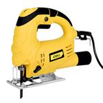 Deli DC576 600W Jigsaw 220-240V 1000-3000 RPM 80mm Corded Variable Speed Electric Jigsaw with 3 Blades 1 Key Adjustable Cutting Angle & Stroke Rate for Professional Use
