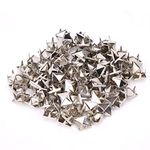 Square Rivets,100 Pcs 9 Mm Brass Copper Square Pyramid Studs 4 Prong Metal Nailhead Studs Spikes for Clothing Bag Leather Shoes Punk Rock Jewelry Craft (Silver)