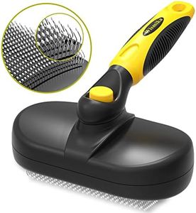 Self-Cleaning Slicker Brush for Dog Cat, Pet Grooming Brush for Long or Medium Hair, Shedding Massaging Brush Clean Pet Hair from Brush with One Button