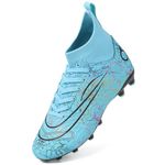 Dhinash Boys' Football Boots Kids Astro Turf Trainers Spikes Football Shoes Girls Cleats Soccer Shoes Junior Sports Shoes Outdoor Athletic Sneakers Unisex W028 Turquoise 6UK