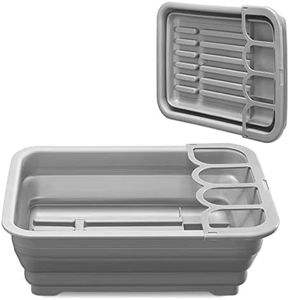 Navaris Bac Pliable en Plastique - Bassine rétractable avec Bouchon pour évacuation de l'eau - Panier Vaisselle Linge Camping Cuisine Rangement