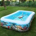 Majik 10 Feet Family Big Size Swimming Pool Tub for Adults and Kids Bathing and Indoor Outdoor Summer Play (Air Pump with Accessories) 120” x 72” x 22”