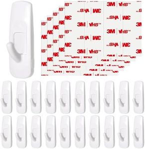 JulyWind 20 Medium Hooks for Hanging, Adhesive Wall Strips Hooks Heavy Duty, no Damage Sticky Utility Hooks with 24 Strips for Bathroom Towel，Coat，Door，Key