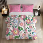 LOOMLYFE Premium Glace Cotton Duvet Cover/Comforter - King Size 90"x100" inches - PinkFlower