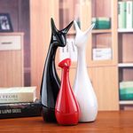 URBAN SENSE | Deer Family Showpieces | Decorative Item for Home Living Room | Antique Artpiece for TV Unit Centre Table | Gift for House Warming | Ceramic Figurine (Black White & Red)