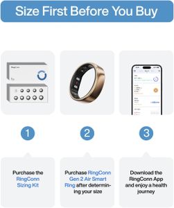 RingConn Gen 2 Air Smart Ring, Dune Gold, Size 7