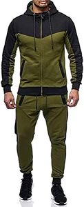 Marine Royal Track Suits for Men Set Full Zip Sweatsuit Outdoor Jogging Men Tracksuits, Army Green, Small