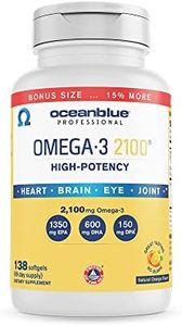 Oceanblue Professional Omega-3 2100 – 138 ct Bonus Bottle– Triple Strength Burpless Fish Oil Supplement with High-Potency EPA, DHA, DPA – Wild-Caught – Orange Flavor, 69 Servings