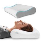 JIRRO Contour Cervical Pillow for Neck and Shoulder Pain Relief - Orthopedic Pillow with Memory Foam, Feather Touch Soft Outer Cover for Comfortable and Peaceful Sleep. 21x14x4 Inch (White)