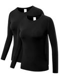 ZDCGT Women's Athletic Running T Shirt Long Sleeve Moisture Wicking Tee Shirt Workout Tops(Black,L)