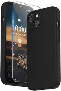 SURPHY Silicona Funda Compatible con iPhone 13 con Protector Pantalla, Carcasa Antigolpes (Protección para Cámaras), Case Compatible con iPhone 13 6.1 Pulgadas, Negro