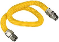 Flextron FTGC-YC38-24A 24 Inch Flexible Epoxy Coated Gas Dryer Connector with 1/2 Inch Outer Diameter & 1/2 Inch MIP x 1/2 Inch MIP Fitting, Yellow/Stainless Steel, Excellent Corrosion Resistance