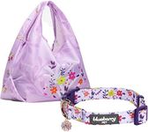 Blueberry Pet Pack of 2 Spring Scent Inspired Products in Lavender - Size Medium Dog Collar and Wildflower Print Lightweight Eco-Friendly Reusable Shopping Bag