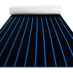 Boat Flooring EVA Foam Boat Decking Faux Teak Marine Mat Boat Carpet Self-Adhesive Flooring Material for Motorboat RV Yacht Kayak 94" x 35" Black with Blue Lines