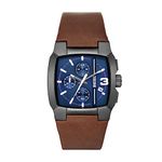 Diesel Leather Analog Blue Dial Men Watch-Dz4641, Brown Band