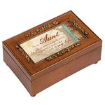 Cottage Garden Aunt Fortunate to Have You Woodgrain Embossed Rose Petite Music Box Plays Wonderful World