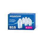 AQUAPHOR B15 6 Pack Pitcher Water Filter fits all Aquaphor B15 pitchers, Brita Standard EveryDay AND Walmart Great Value, 45 Gallons per filter. Reduces Chlorine, limescale and heavy metals. BPA Free.