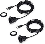 HESSION 2-Pack 15 Feet Plug in Pendant Light, Black Extension Hanging Lantern Cord Cable with in-Line On/Off Switch, E26 E27 Socket