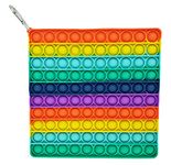 ZEMTAC Jumbo Pop Push it Fidget Toy - Big Giant Poppet (20 cm) 100 Bubbles - Huge Mega Stress Relief and Large Sensory Toys (Rainbow, Square)