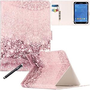 Universal 7.0" case, Newshine Flower Marble Pattern Synthetic Leather Folding Folio Stand Case with Card Slots&Money Pocket for All 7 inch Tablet Including Samsung Lenovo Kindle - Bling