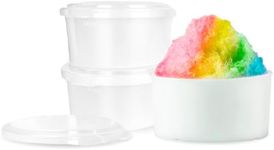 Hawaiian Shaved Ice 3 Pack Ice Block Molds with Lids, Food-Grade BPA-Free Plastic Round Block Ice Molds (4” Diameter, 1.9” Height) Stackable Containers with Lids