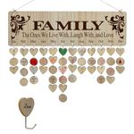 [Gift for Mom] Family Birthday Wall Hanging Calendar,Wooden Birthday Reminder Plaque Sign Family DIY Calendar Hanging Board Personalized Gifts for Mom