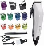 Remington Colour Cut Hair Clippers Kit (Corded, Stainless Steel Self-Sharpening Blades, Comfort Tip Blades, Taper Lever (0.5-2mm), 9 Colour Coded Combs (1.5-25mm), Scissors & Comb) HC5035