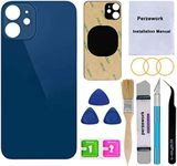 Perzework OEM Rear Back Glass Replacement for iPhone 12 6.1 inches with Reparing Toolkit and Pre-Installed Adhesive (Blue)