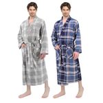 ANDREW SCOTT Mens 2 Pack Long Sleep -Sauna Robe / 100% Cotton Flannel Brush Warm Bathrobe, 2 Pack -Combo a, XX-Large-3X-Large Big