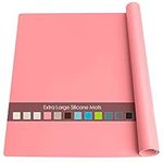 Extra Large Silicone Table Mat, Silicone Mat for Crafts Kids Dinner Placemat Desk Countertop Protector, Heat Resistant Baking Mat Reusable Dough Rolling Pad Fondant Mat, Pink (23.62x15.75 inches)