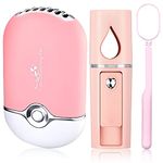 3 Pieces USB Mini Fan Air Conditioning Blower Portable Nano Facial Mister Eyelash Extensions Mirror 270 Degree Rotation Mini Facial Steamer and 20 ml Visual Water Tank for Eyelash Extension