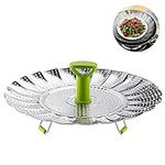 Vegetable Steamers Basket, BetterJonny Stainless Steel Collapsible Steamer Insert Folding Steamer with Anti-hot Extendable Handle and Non-Slip Legs