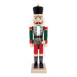 The Christmas Workshop 81560 Wooden Nutcracker Soldier / 50cm Tall/Red & Green Coloured Nutcracker Christmas Decoration