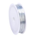 PAITOK 80Meters 0.5mm Craft Wire for Jewellery Making,Tarnish Resistan Iron Wrapping Jewelry Beading Wire Gardening Wire for DIY Artistic Floral Crafts, Model Making, Craft Making(Silver)