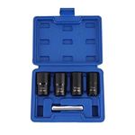 5 PCS Twist Socket Set, Lug Nut Remover Extractor Tool Metric Bolt and Lug Nut Extractor Socket Tools, 1/2" Drive Impact Extractor Tool for Removing Rust Deformation Peeling (One Size 5PCS)