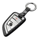 M.JVisun Car Soft Silicone Rubber Carbon Fiber Pattern Cover Key Fob Case for BMW 2 Series 3 Series 5 Series 6 Series 7 Series GT5 M4 M5 X1 X2 X3 X5 X5M X6 X6M X7 Remote Key - Black - Round Keychain