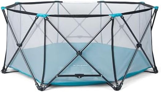 Regalo Safety My Play Deluxe Extra Large Baby Playpen & Portable Play Yard, Foldable 8-Panel Indoor Outdoor Playpen for Babies & Toddlers, Mesh Sides, Washable Nylon Bottom, 62", Aqua/Black