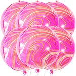 KatchOn, Big 22 Inch Pink Marble Balloons - Pack of 6 | Pink and Orange Balloons, Pink and Orange Party Decorations | Agate Pink Mylar Balloons, Hot Pink Party Decorations | Gender Reveal Decorations