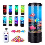 Bubble Fish Lava Lamp 8 Color Changing LED Fish Night Light Aquarium Tank Table Mood Lamps for Adults Kids with Remote Control Home Office Decor Christmas Gifts (Bubble Fish lamp)