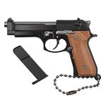 Zhongren 92F Tactical Mini Pistol Keychain 1:3 Matel Gun Pistol Shape Key Chain with Moving Parts Realistic Gun Model Collection Pendant Bag Charm for Army Fan Men Boy Gift