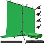 Heysliy Green Screen Backdrop with Stand, 5 X 6.5 Ft Portable Green Screen Kit with 6.5 X 6.5 Stand for Streaming, Gaming,Zoom