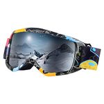 Kids Ski Goggles Anti-Fog Cartoon Snow Snowboard Glasses for Girls Boys Youth (Kids-Black)