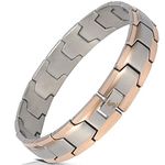 Smarter LifeStyle Elegant Surgical Grade Steel Men's Wide Link Stylish Bracelets for Men, Adjustable - 4 Colors to Choose from – Mens Jewellery, Mens Bracelets Metal (Silver Rose Gold Men's Bracelet)