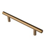 Fingertip Design FTD445 T Bar Cabinet Pull Handle, Antique Brass (128mm Hole Centres)