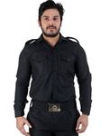 FAB UNIFORMS Men's Security Guard Modern Fit Shirt (Fab209_Black_42)