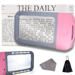 VOCA Magnifying Glass with Light, 3X Large Rectangle Reading Magnifier with 10 LEDs for Seniors with Macular Degeneration, Newspaper, Books, Small Print, for Low Visions (Pink)